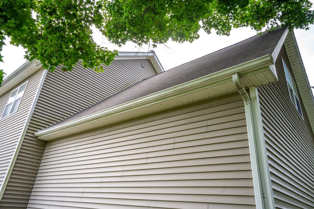 Gutters under a sided gable