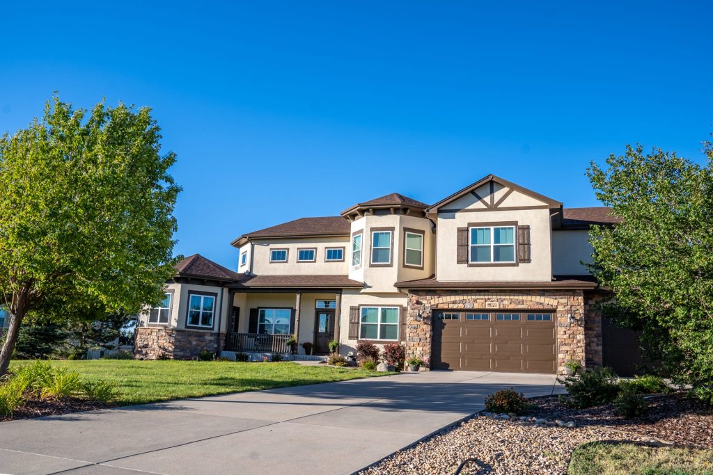 Gutters on a two-story home with a three-car garage
